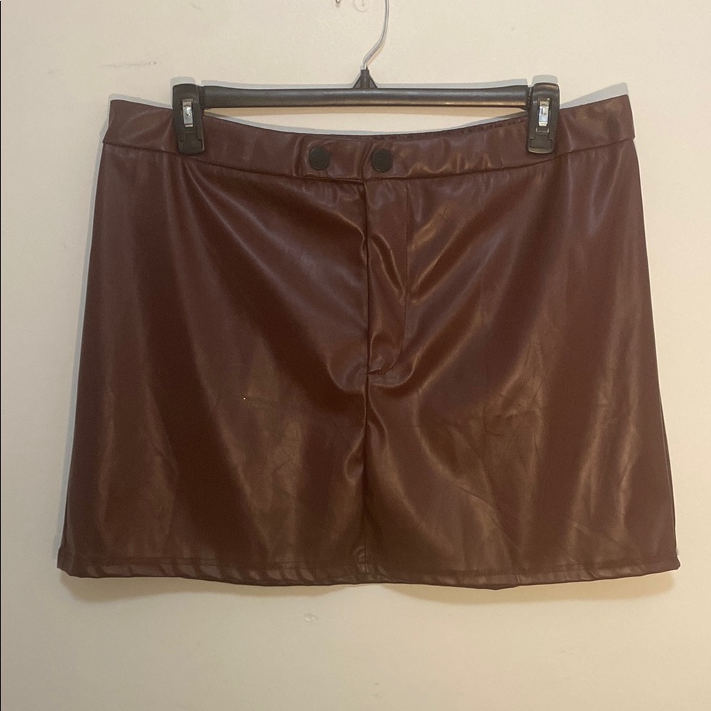 Burgundy Faux Leather Mini Skirt